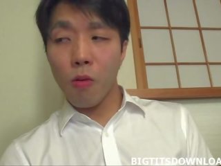 Big tits asian blowing chap until he cums