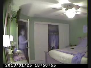 Hidden cam in bed room of my mum caught gorgeous masturbation