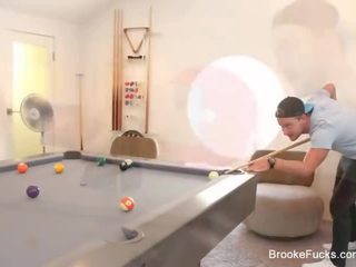 Extraordinary MILF Brooke plays sexy billiards with Van's balls