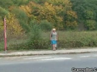 Granny harlot is picked up and fucked