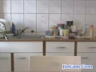 Blonde MILF Fucks Anal With Toys And Masturbates In Kitchen