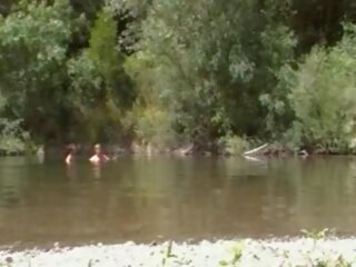 Naturist adult Couple at the River, Free adult clip f3