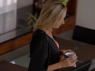 OLD4K. Thin schoolgirl does it with the old man who meets her with coffee