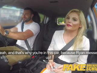 Fake Driving School erotic busty posh blonde examiner sucks and fucks